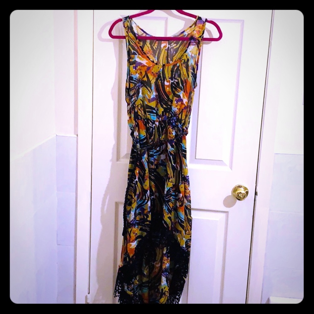 Hi Low Print Chiffon Dress